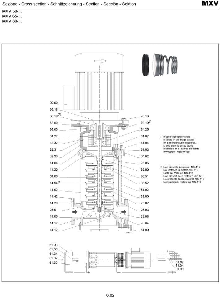es ist eine gleitringdichtung auf lager für die pumpe calpeda MXV65-3202